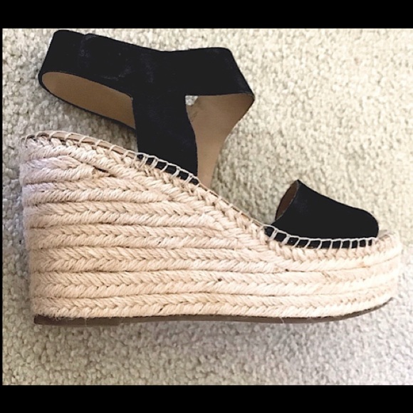 🆕🔥FRANCO SARTO ESPADRILLE BLACK💯SUEDE&💯LEATHER SEXY&CHIC&WOOVEN WEDGES!! - Picture 5 of 15